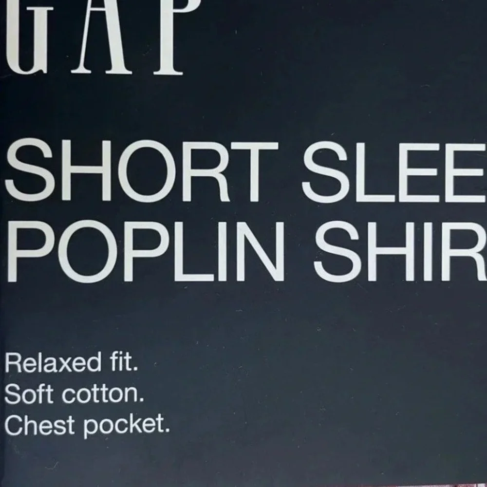 GAP Short Sleeve Poplin Plaid Button Down Shirt Relaxed Fit Mens Medium NWT